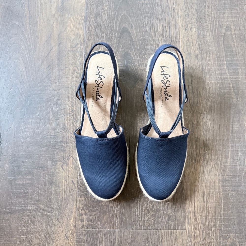 NIB LifeStride Katrina 2 Espadrille Wedge Sandal | Navy | 7.5 - Picture 4 of 8